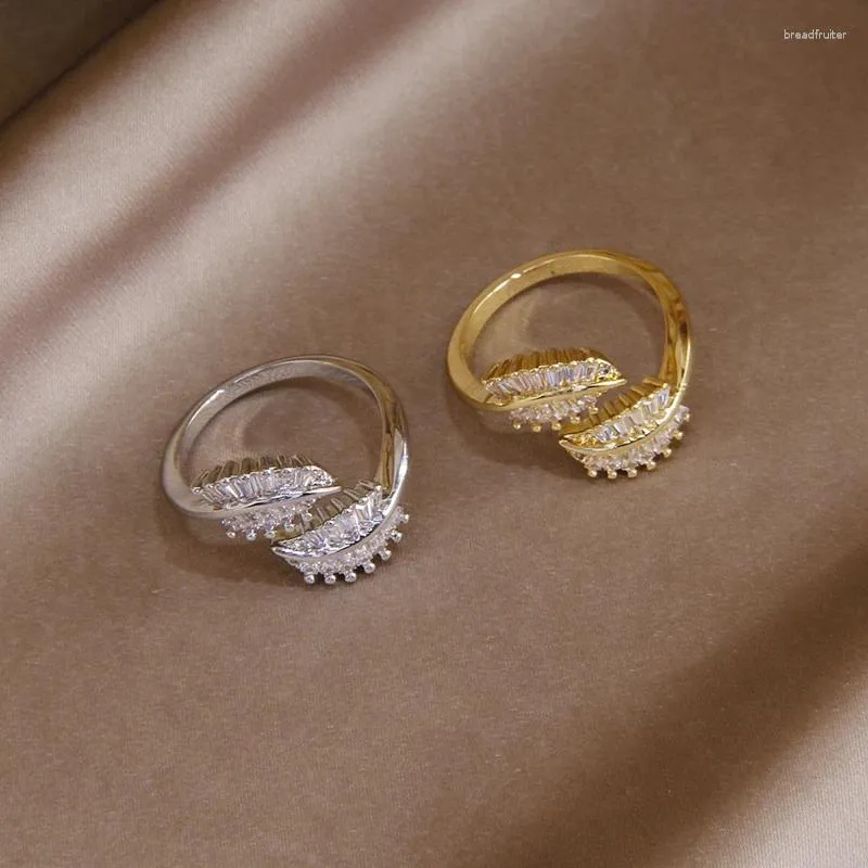 Cluster-Ringe, elegantes Kristallblatt, verstellbar, für Damen, Modemarke, Schmuck, einzigartiges, offenes Verlobungszubehör