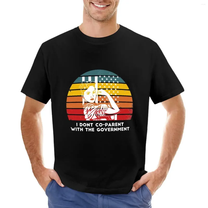 Camisetas sin mangas para hombres No soy co-padre con el gobierno Camiseta estadounidense Ropa hippie Oversizes Tallas grandes Niños Blancos Camiseta de manga corta Hombres