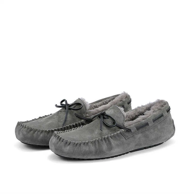 HBP Non-Brand Men Butterfly-Knot Fluffy Plush Flat Shoes Fashion Winter Warm Faux Fur Loafers Slip On Shallow Luxury Moccasin