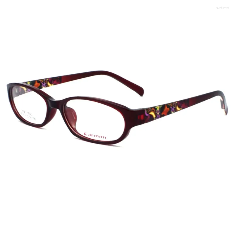 النظارات الشمسية إطارات 9018 الموضة TR90 أنثى النبيذ إطار أحمر مع تصميم طباعة نمط معبد مربع المفصلات البصرية النظارات عتيقة النظارات