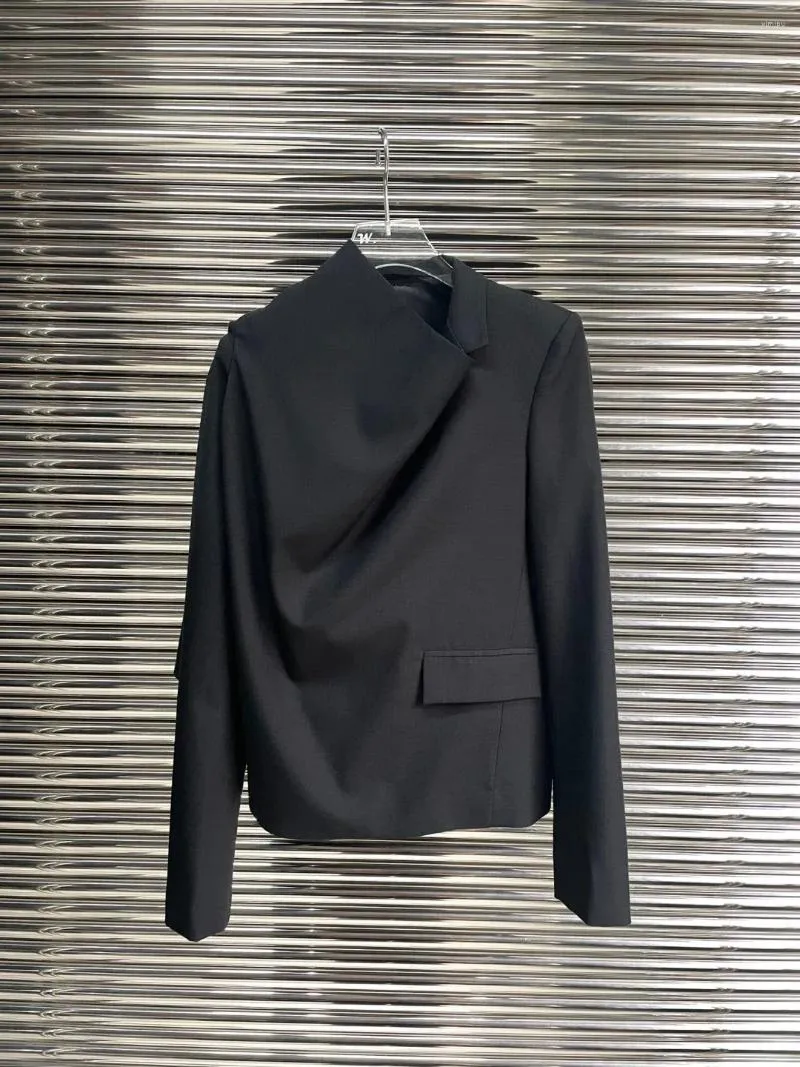 Kombinezony damskie 2024 Spring Autumn Luxury Women Black 15% wełniane eleganckie Blazer Ladie Asymmtrical Płaszcz dla kobiet DDXGZ2 3.03