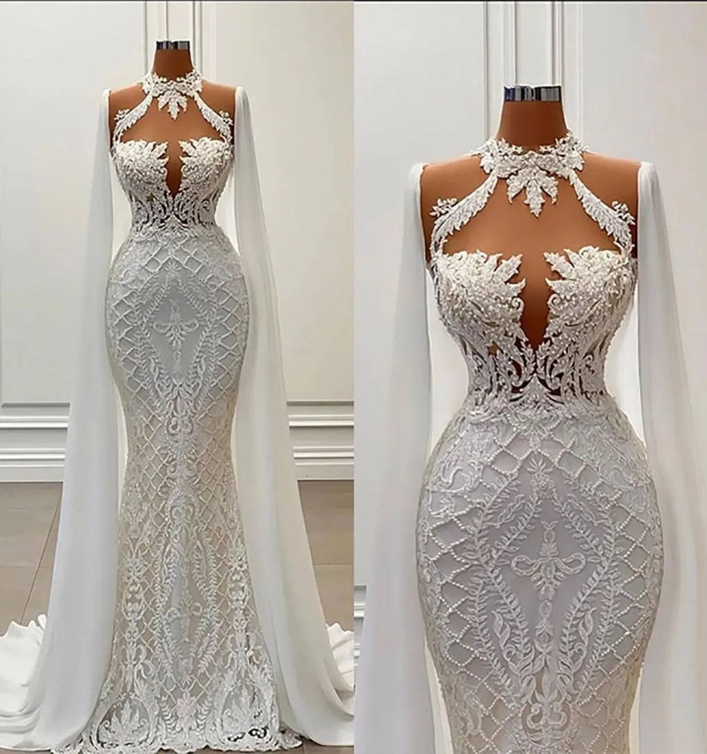 Sexy Lace Mermaid Wedding Dress 3D Flowers Appliques Bride Dresses Robe De Mariee Bridal Gowns2818730