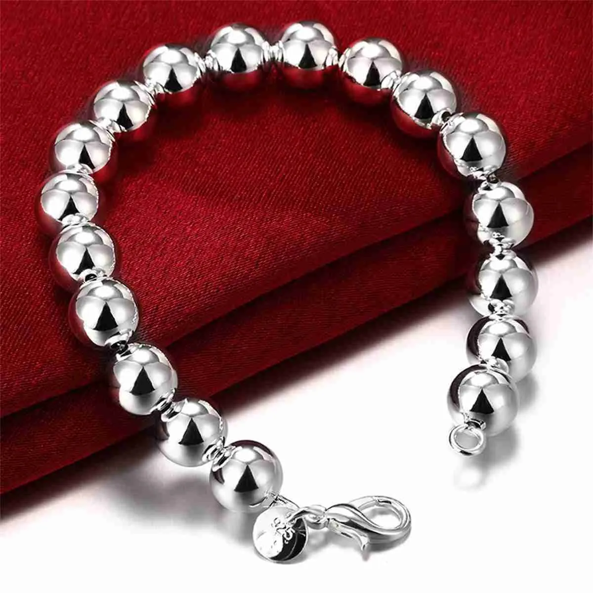 Bangle 925 silver luxury brand 10MM buddy beads bracelet women fashion engagement jewelry wedding 240319