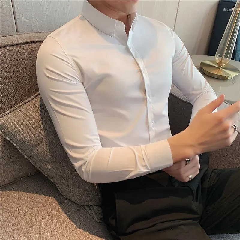 Camicie casual da uomo Camisas De Hombre Manica lunga di alta qualità per uomo Abbigliamento Slim Fit Abbigliamento da lavoro sociale formale Tuxedo