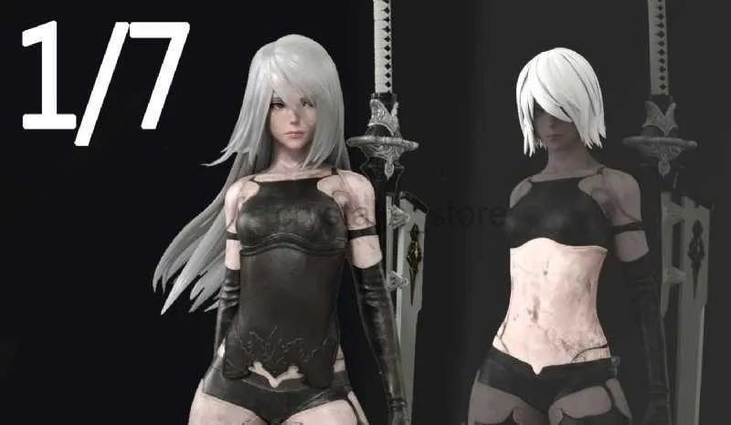 Anime Manga Set figuren met hars NieR Automata A2 twee kapsels twee soorten buik 1/7 ongeverfde harsset garage Model GK 240319