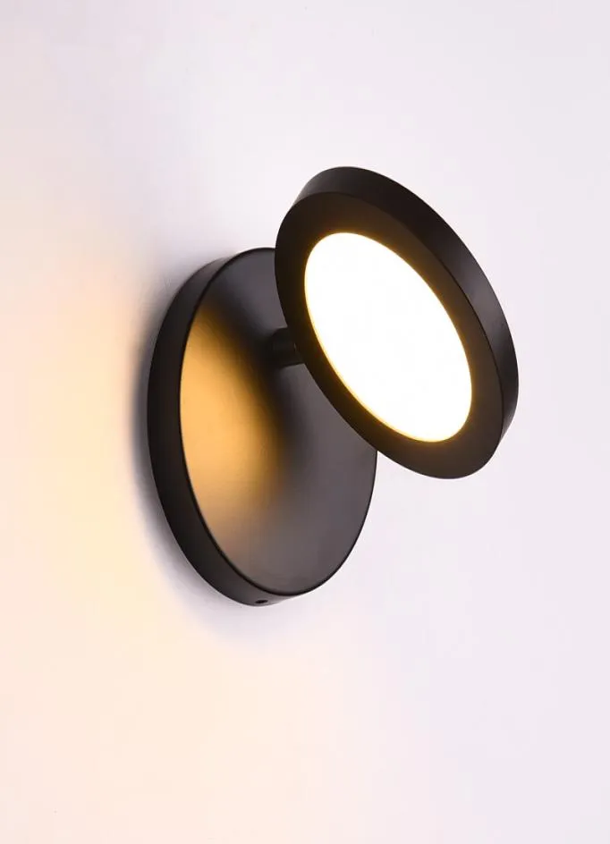 Round Rotary LED Wall Light Modern Bedroom Bedside Sconce Stair Aisle Light Living Room Black White Wall Lamps9282148