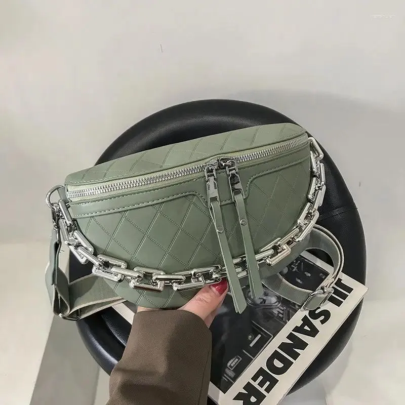 Totes grosso corrente thread crossbody saco para mulheres moda alça larga axila peito ombro couro do plutônio pequena bolsa e bolsas