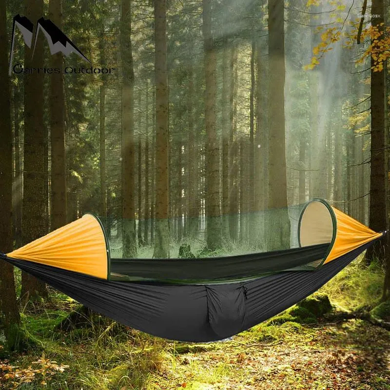 Camp Furniture Outdoor Garden Hammock Automatisk snabb vikning Myggnät Double Lightweight Camping Hanging Nylon Swing Chair