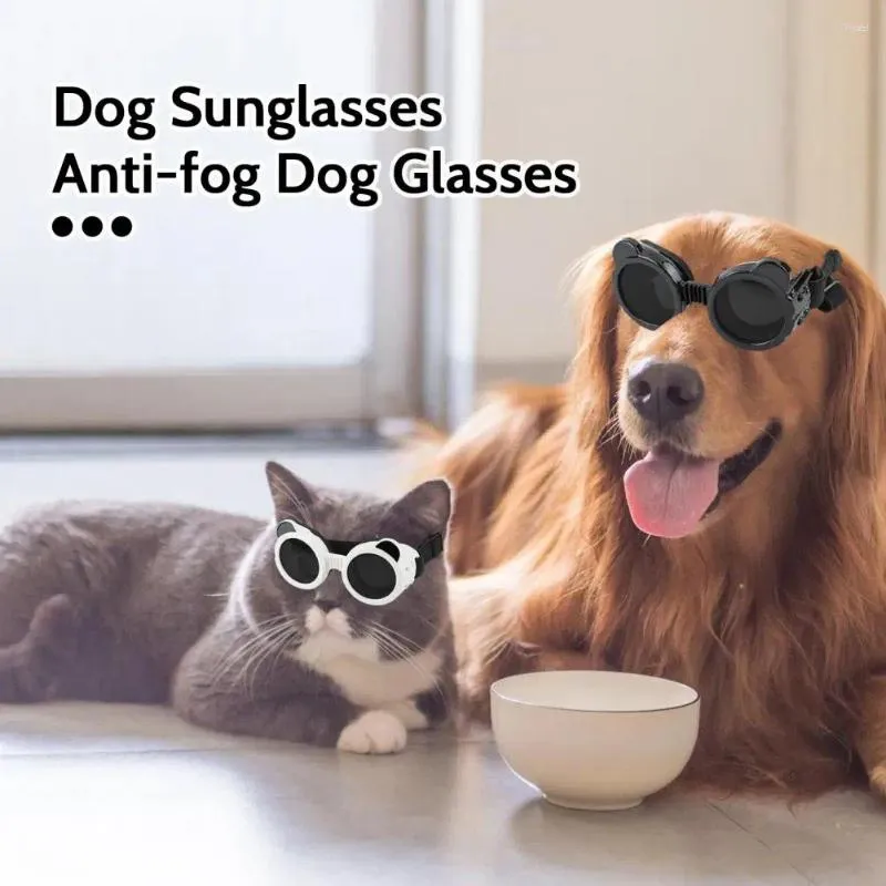 Abbigliamento per cani Occhiali da sole Occhiali per animali domestici Set per cani di piccola taglia Antivento Resistente ai raggi UV Con cucciolo regolabile Piccolo/medio