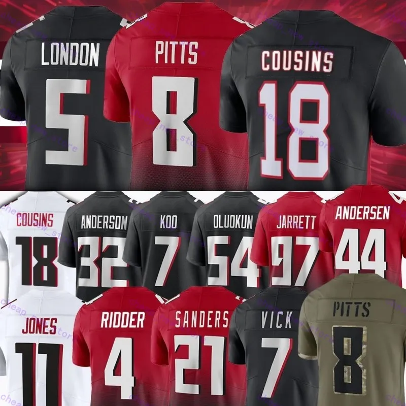 18 Kirk Cousins 7 Bijan Robinson Football Jerseys Darnell Mooney Drake London Younghoe Koo AJ Terrell Jr Michael Vick Tyler Allgeier Kyle Pitts Jessie Bates Moore