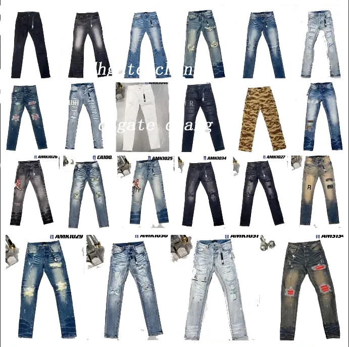 Designer Heren Amirs jeans High Street Hole Star Patch Heren dames amirs ster borduurwerk paneelbroek stretch slim-fit broek Jean broek nieuwe stijl 930927114