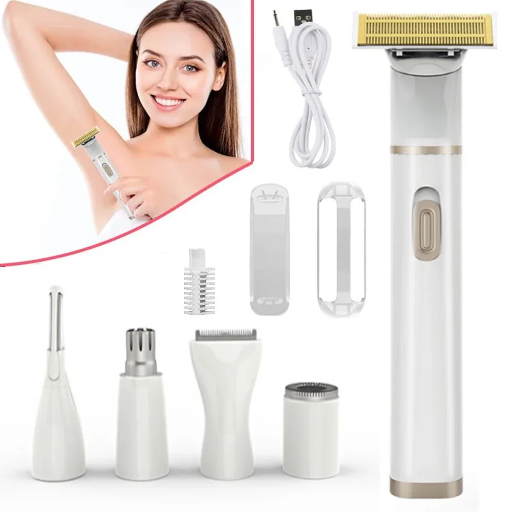 Epilator elektrisk rakapparat för kvinnor Bikini Trimmer Exakt ögonbryn Razor Body Epilator Intime Area Rakmaskin Näsör Hårborttagare