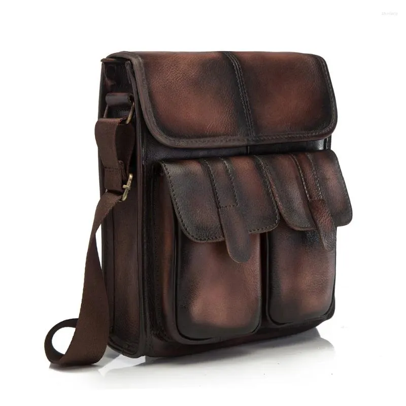 Sac mode qualité en cuir mâle décontracté voyage messager sacoche conception en peau de vache 10 "épaule bandoulière pour hommes 009dw