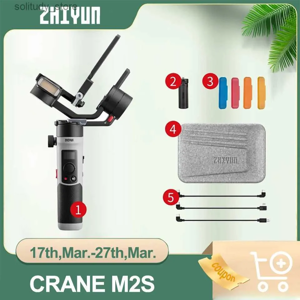 Stabilizers Zhiyun Crane M2S 3-axis shock-absorbing handheld camera universal joint stabilizer compatible with mirrorless camera Actioncoms smartphone Q240319