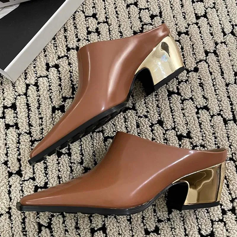 Scarpe eleganti da donna con tacco alto minimalista con tacco spesso 5 cm senza polsini allacciati