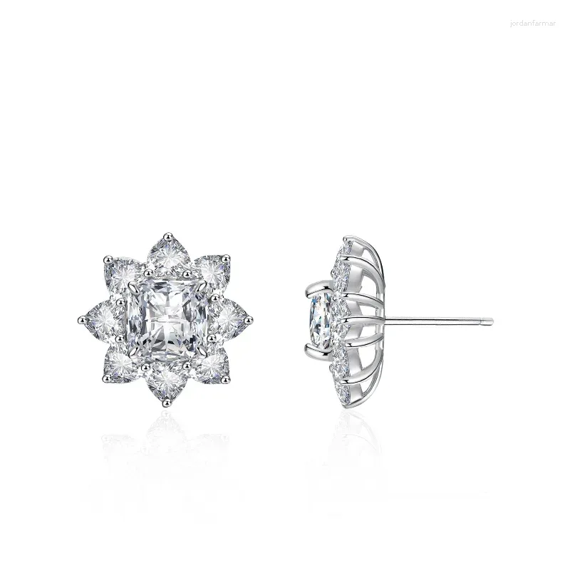 Stud Earrings Cushion Cut 2.5 Ct Moissanite Women Classic Type Engagement Gift 925 Silver