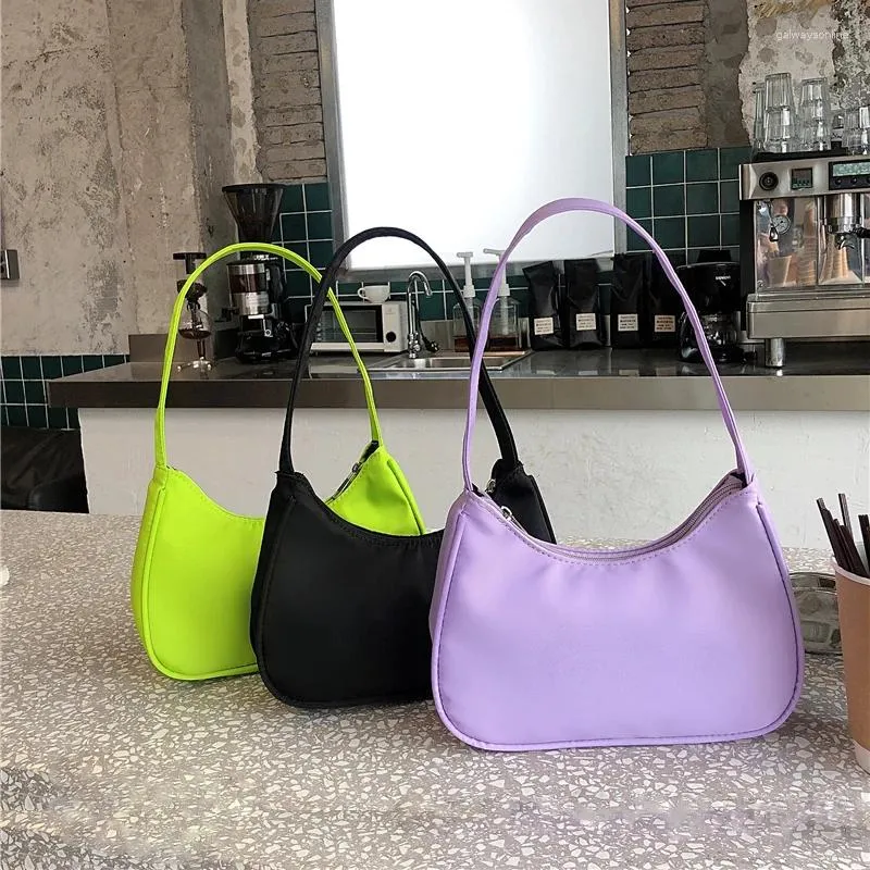 Totes Fashion Candy Purple Ladies Underarm Bag Retro Nylon Female Handbag Single Shoulder Clutch