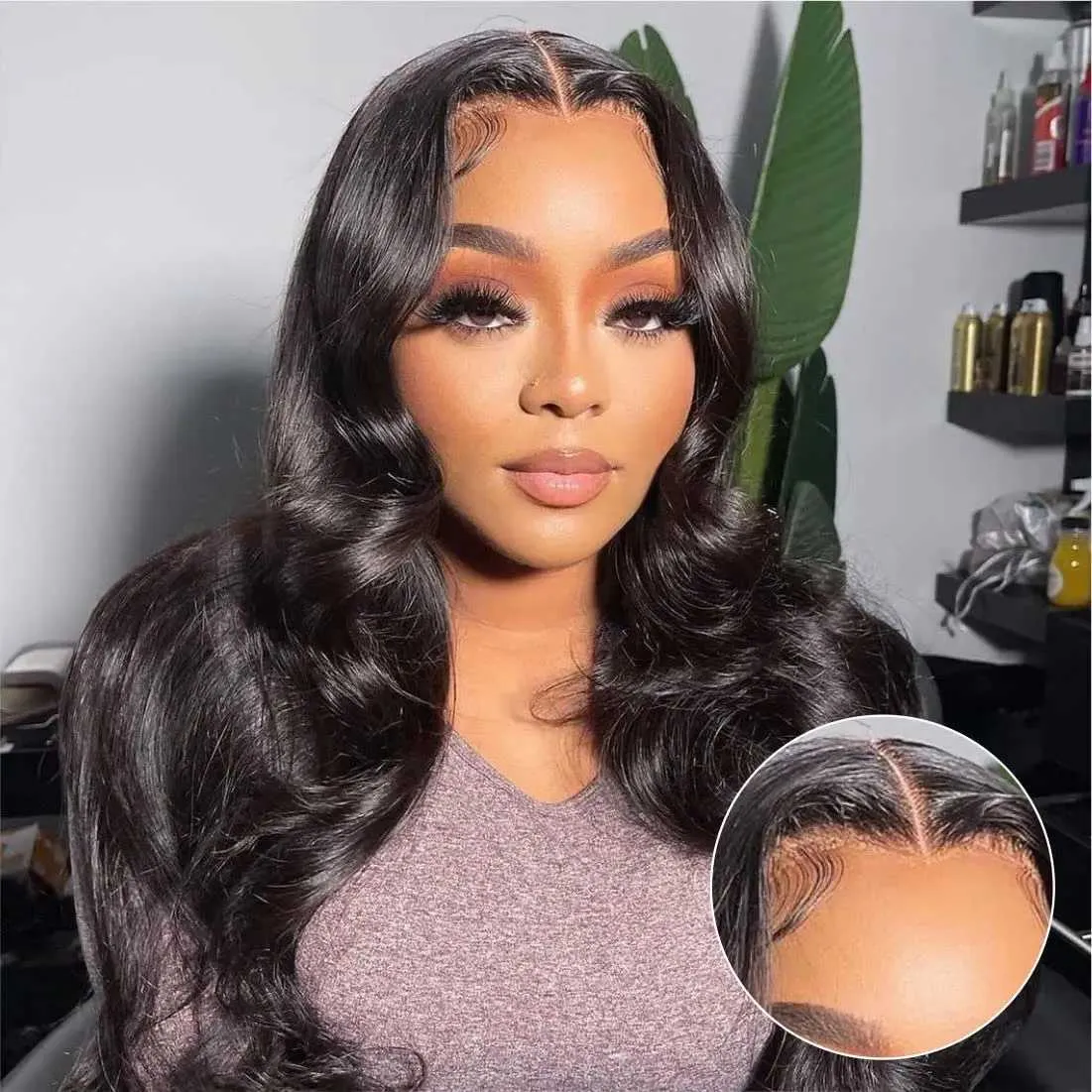 Synthetic Wigs Synthetic Wigs Ready to Go 5x5 HD Transparent Lace Closure Brazilian Wigs for Women Human Hair Glueless Body Wave Lace Front Wigs 4x6 Lace Wigs 240327