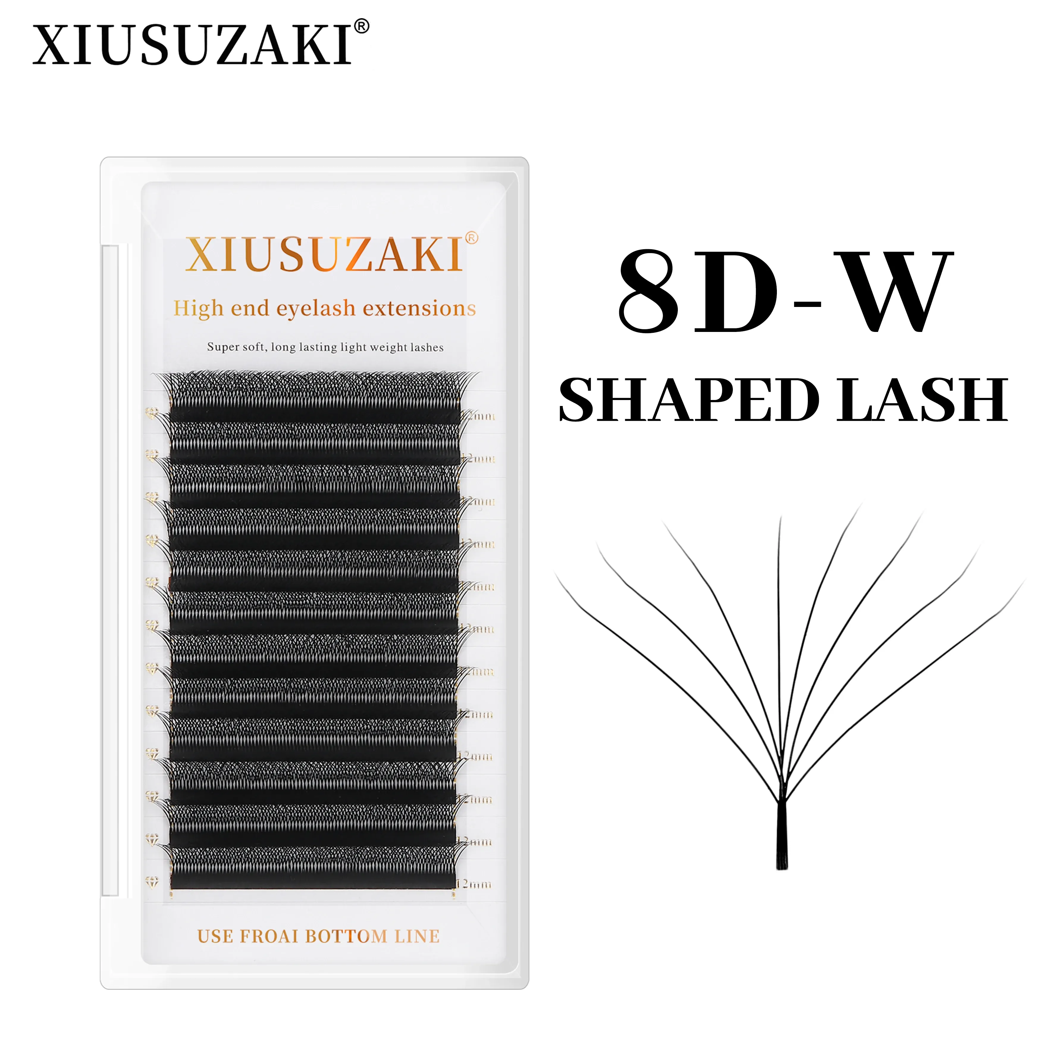 Cílios Xiusuzaki 8D W em forma de florescimento automático pré-fabricado fãs extensões de cílios naturais luz suave cílios altos individuais