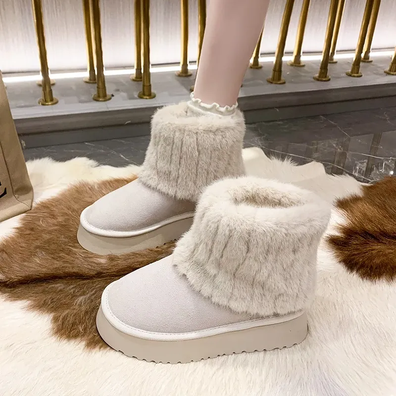 Boots Winter Warm Snow Boots for Women 2024 Hot Sale Platform Suede Women's Cotton Shoes Daily Casual Home Plush Short Boots Female