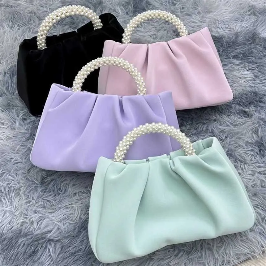 Top Shoulder Bags Pearl Small Designer Handbags Tote Handheld Womens Bag Folded Fashion Cloud Mobile Phone Single Crossbody 240311