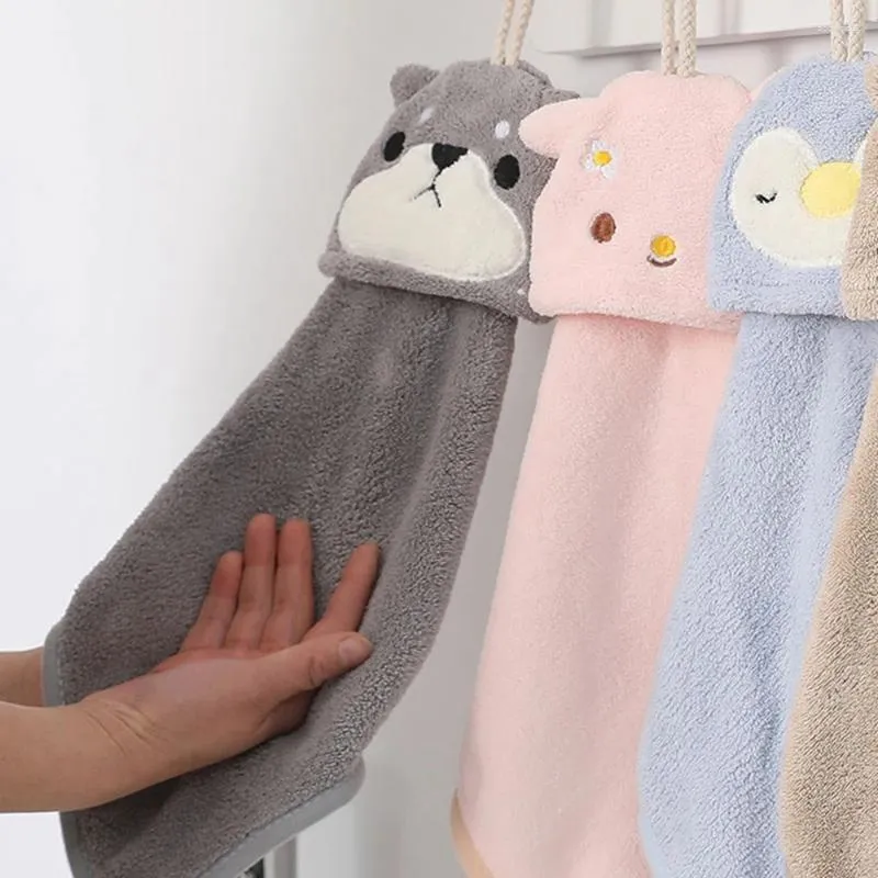 Towel Soft Cute Animal Bathing Quick Drying Coral Velvet Hanging Cleaning Cloth Hand Microfiber Kitchen Supplies