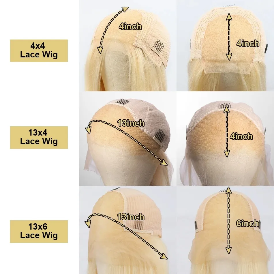 30 40 인치 613 허니 블론드 스트레이트 스트레이트 13x6 HD 투명 레이스 정면 가발 레미 13x4 레이스 전면 가발 여성을위한 인간 머리