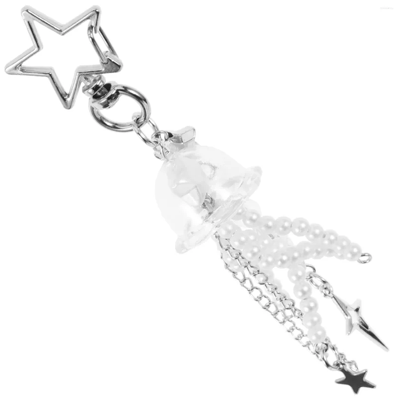 Nyckelringar nyckelringar hänge nyckelring för kvinnor handväska charm maneter vita pärlor stjärna söt miss