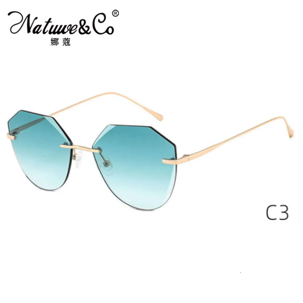 Designer Glasses Frameless Polygonal New Nylon Sheet Sunglasses Fashionable Metal Womens Uv Resistant