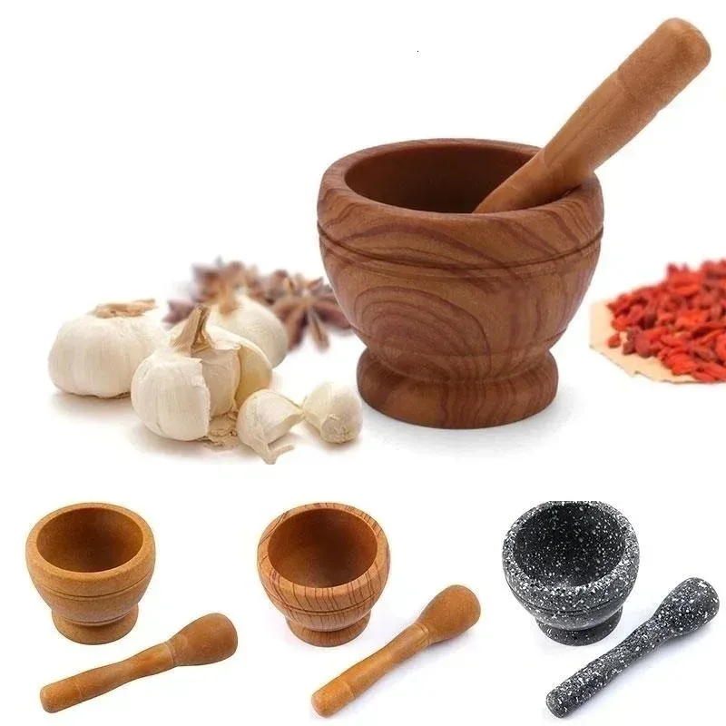 Mortel Spice Grinder PP Slipskål Set Vitlök Crush Pot Kitchen Tool Herb Crusher Lätt att rengöra 240306