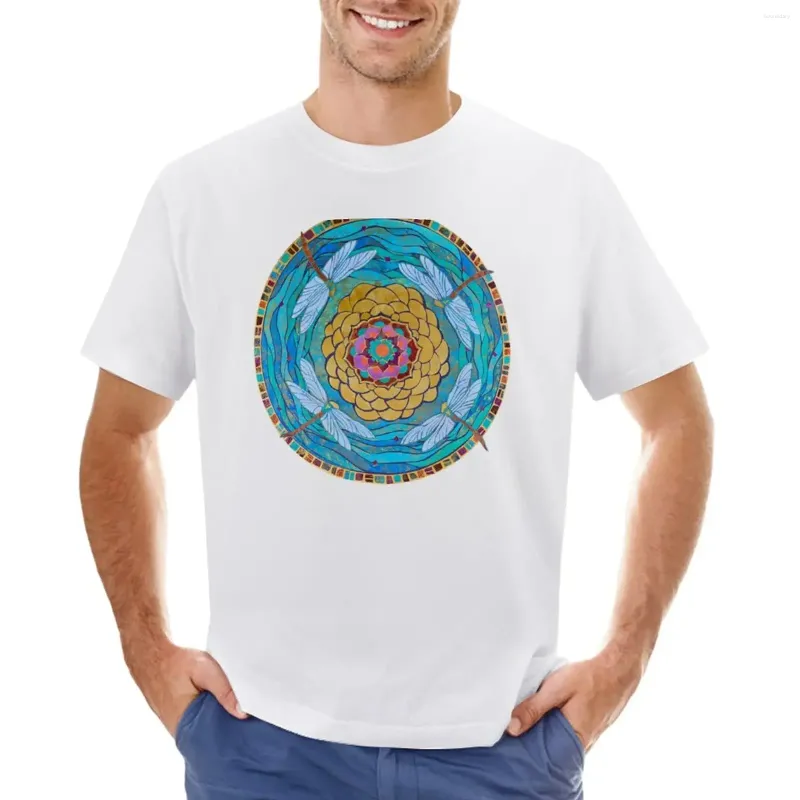 T-shirt mozaiki dla mężczyzn Dragonfly Mosaic Plus Anime Ubrania wagi ciężkie męskie koszulki swobodne stylowe