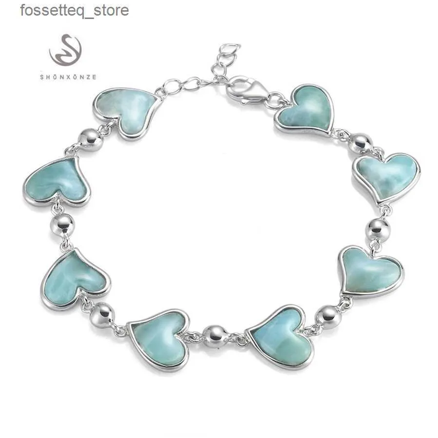 Braccialetti con ciondoli Eulonvan Larimar ciondoli natalizi Braccialetti in argento sterling 925 Stile elegante Regalo per accessori gioielli donna S-3798 L240319