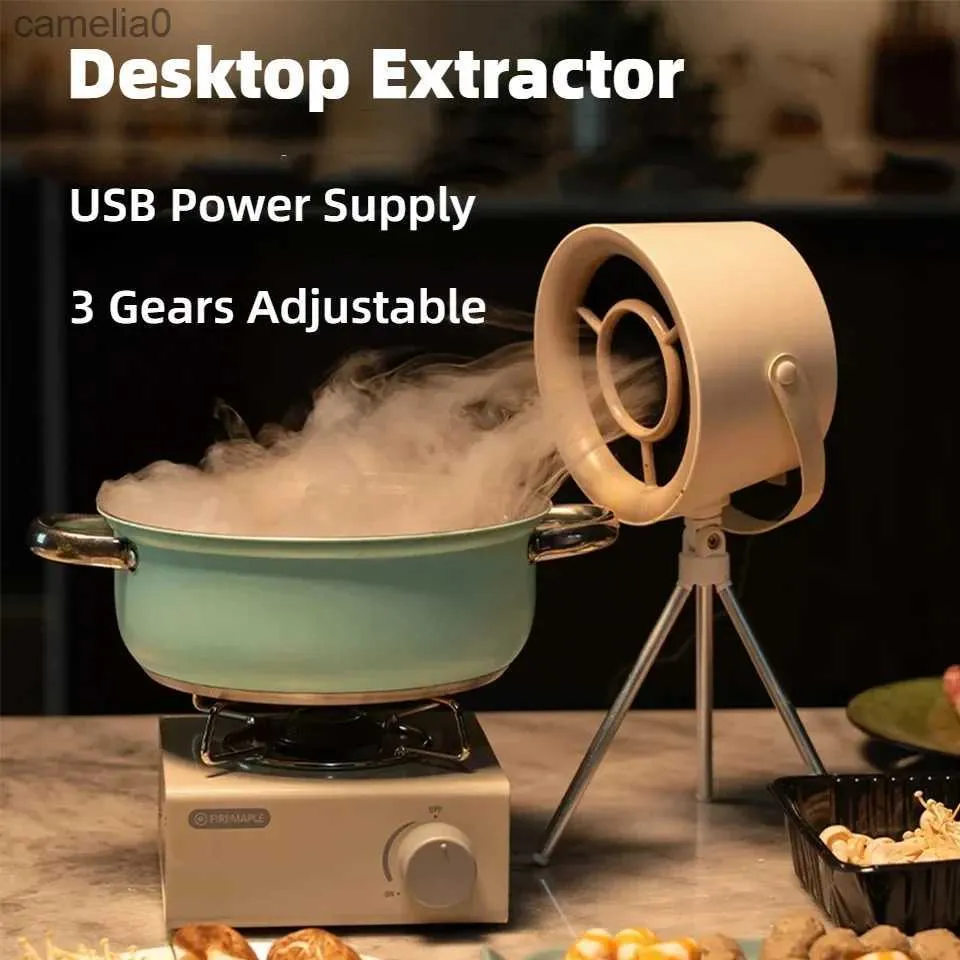 Fãs elétricos 2024 Novo exaustor portátil pequeno exaustor de cozinha extrator churrasco USB ply desktop range exaustores mini fogão de sucção HoodC24319