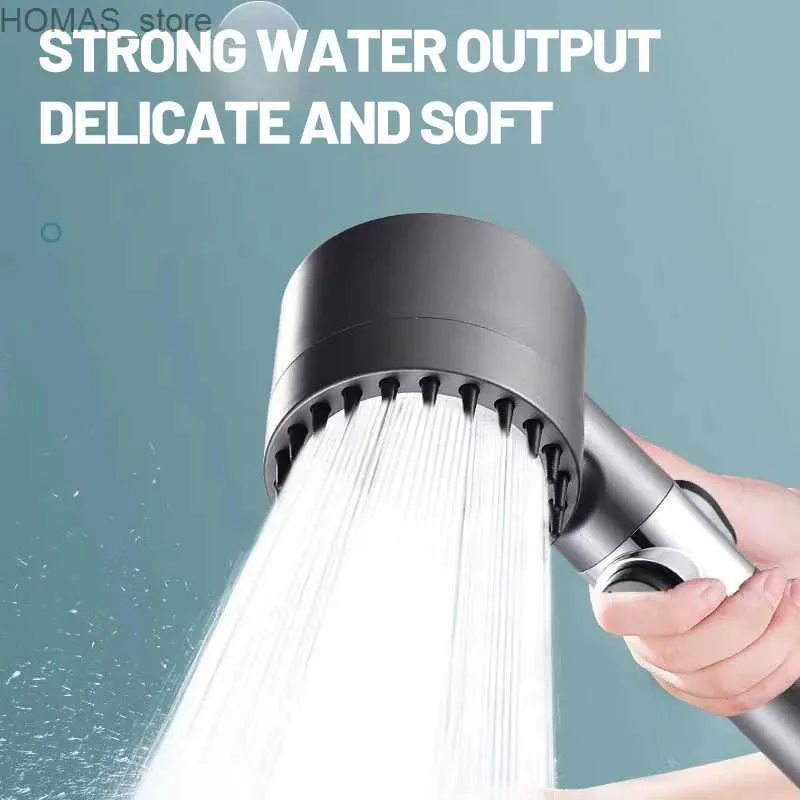 Bathroom Shower Heads High pressure shower head new style 3-mode adjustable water single key water blocking massage nozzle bathroom accessories Y240319