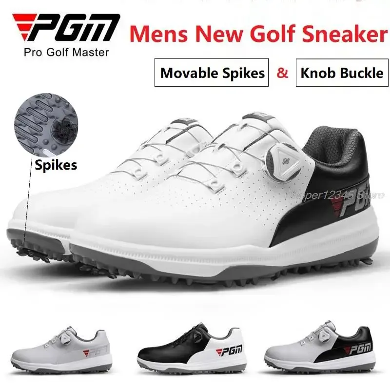 Shoes Pgm Microfiber Leather Golf Men Shoes Rotating Lace Sports Tennis Ball Shoes Antislip Spikes Sneakers Male Soft Golf Sneakers