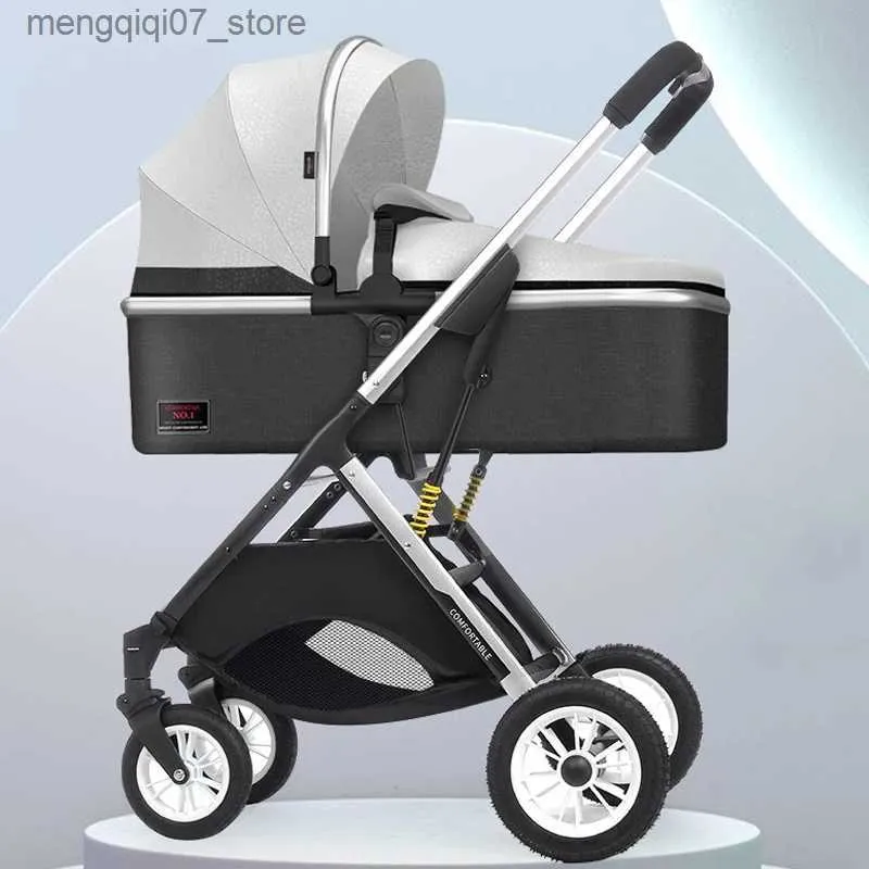 Poussettes # Poussette bébé chariot en cuir PU poussette de voyage ultra-léger landau de voyage landau panier de couchage bébé landau voiture 2024 L240319