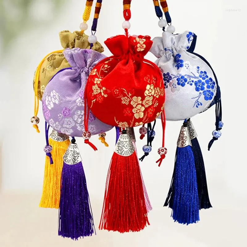 Emballage cadeau Sac à sachet de style chinois avec broderie à la broderie Tassel Sac à crampons