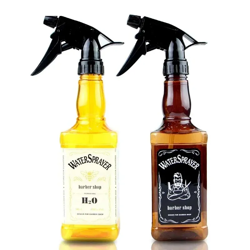 i 500ml bottiglia spray parrucchiere retrò testa di olio di whisky annaffiatoio spruzzatore d'acqua strumento professionale capelli da barbiere