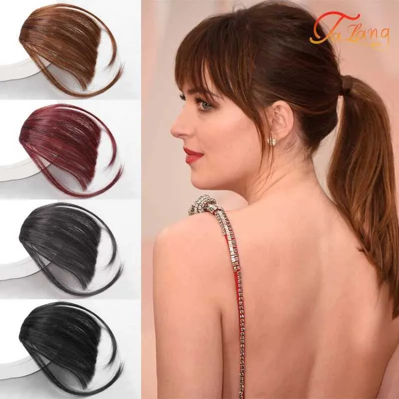 Synthetic Wigs LATANG Synthetic Air Bangs Girls Natural Bangs Hair Piece Black Brown Clip Hair Wig Black Brown Blonde Jewelry Adult 240329