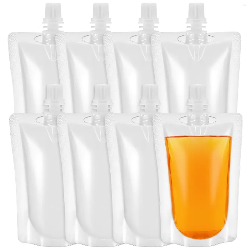 Take Out Containers 50 Pcs Clear Beverage Pouches With Nozzle Cap Leek-Proof Flasks