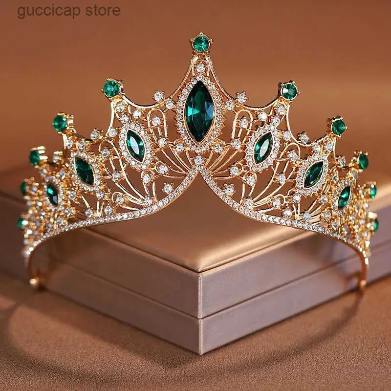 Tiaras Itacazzo Bridal Headwear Green Ladies Exquisite Dazzling Party Crown Luxury Birthday Tiaras Y240319