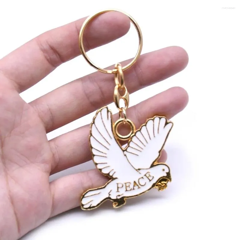 Keychains Keychain White Emamel Metal Pendant Ring Religious smyckespresent