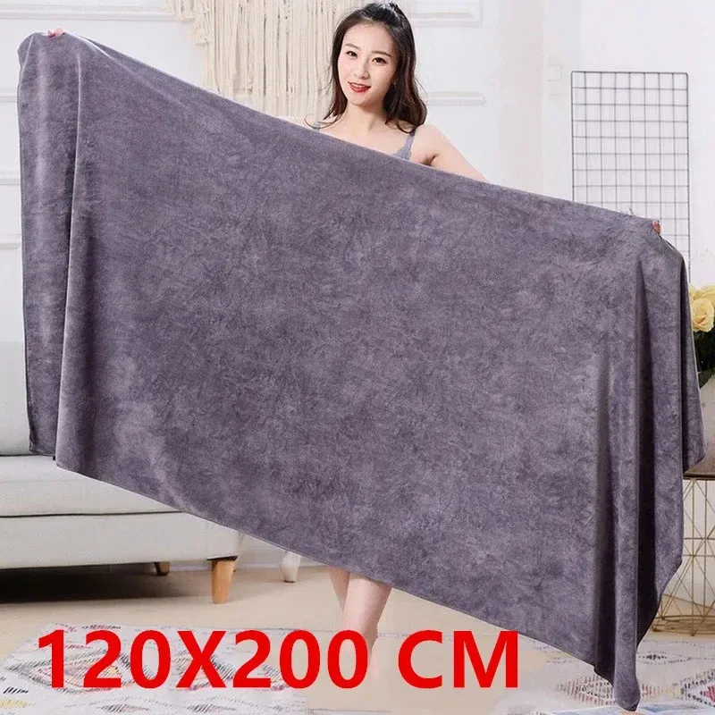 120x200 cm super stora slät och mjuk dubbelsidig snabbtorkande mikrofiber badhandduk förtjockad icke -linje 240308