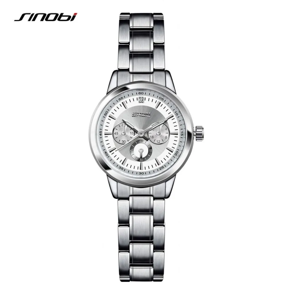 Sinobi pulseira feminina moda aço relógios de pulso marca luxo genebra relógio de quartzo senhoras relógio de pulso relojes mujer saatler230t