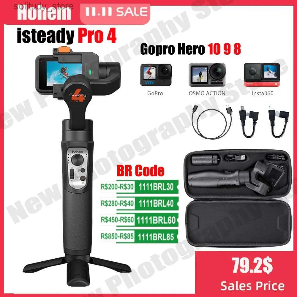 مثبتات Hohem iSteady Pro 4 Camera Universal Consist 3-AXIS Handheld STODIZER مناسبة لـ 11 10 9 7 6 5 Insta360 One R DJI OSMO ACTION Q240320