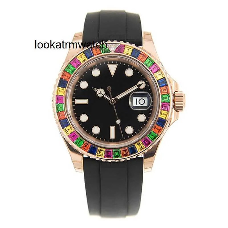 Reloj con movimiento Rlx Rainbow Man Tipos Clean Factory Diamantes Bisel Montre Estilo para hombre 40 mm Master Automático Eta3135 Zafiro plegable