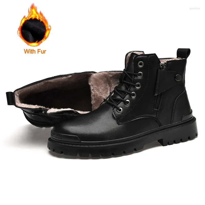 Bottes mode grande taille hommes haut haut moto tendance noir chaussures décontractées confortable botte d'hiver antidérapante pour