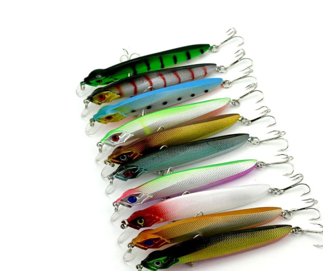 HENGJIA 20 stuks 10 kleuren Minnow Bass Vissen Lokt Zout water Zoet water Hard plastic Minnow lokken MI065 10 CM 79G 4 haken7712336