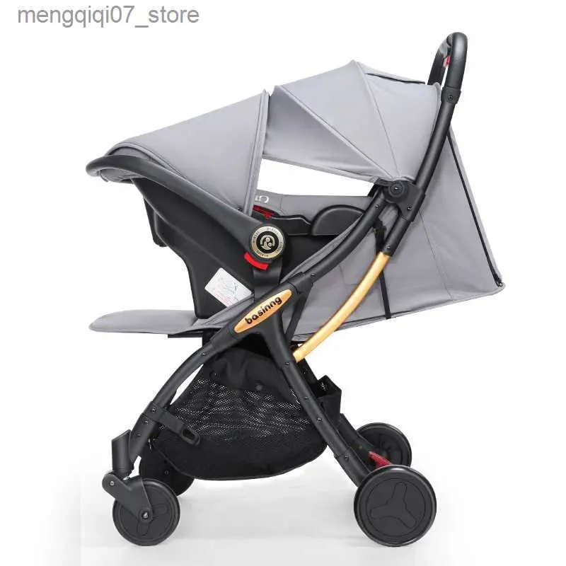 Passeggini # Passeggino 3 in 1 Passeggino a quattro ruote con vista dall'alto Passeggino pieghevole per assorbimento degli urti con carrello per bambini Comfort L240319