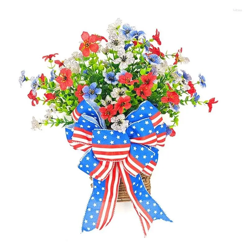 Party Decoration Patriotic Day Flower Basket voor voordeur onafhankelijkheid 4 juli indoor buiten rood wit blauw gemakkelijk te gebruiken